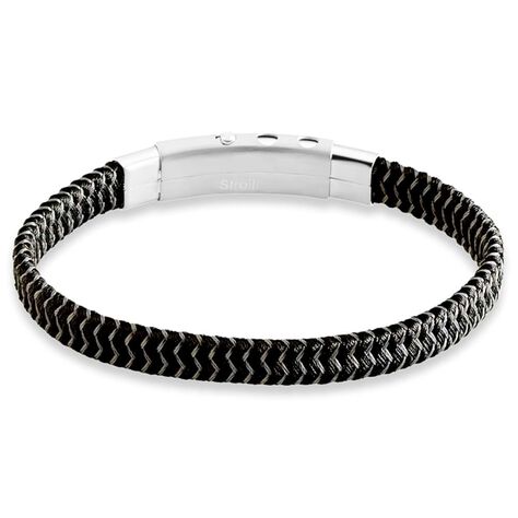 Bracciale in acciaio e corda - Bracciali Uomo | Stroili