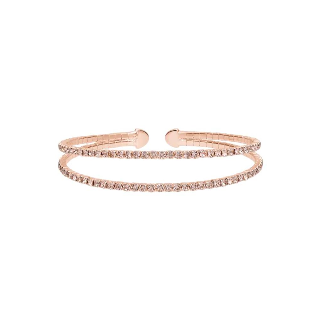 Bracciale bangle in metallo rosato e cristalli - Bracciali Donna | Stroili