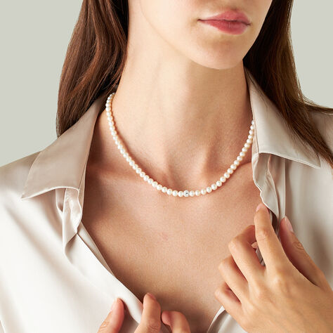 Collana Gabrielle Oro Bianco Perla D'Acqua Dolce Cristallo - Collane Donna | Stroili