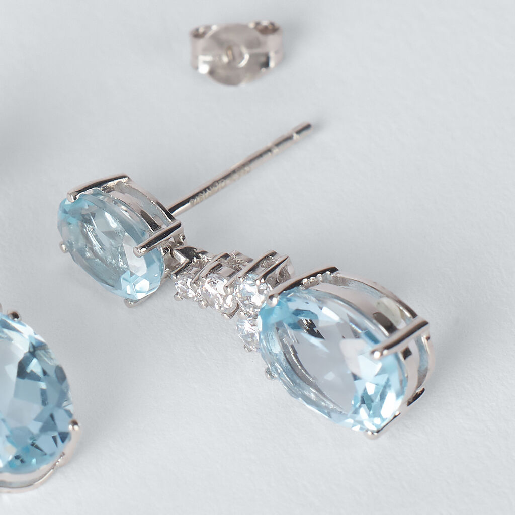 Orecchini Pendenti Am&eacute;lie Oro Bianco Topazio Cubic Zirconia Cubic Zirconia