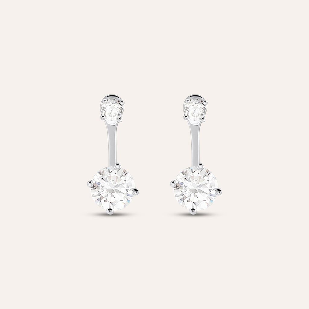 Orecchini Lobo Doppio Punto Luce Silver Elegance Argento Rodiato Cubic Zirconia