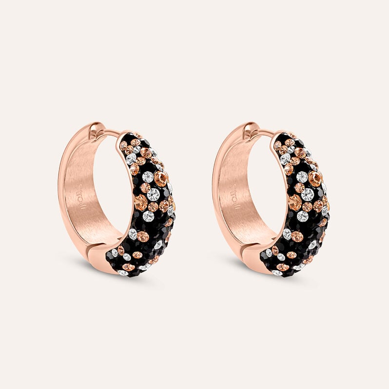 Orecchini A Cerchio Aura Acciaio Rosa Cristallo - Orecchini a Cerchio Donna | Stroili