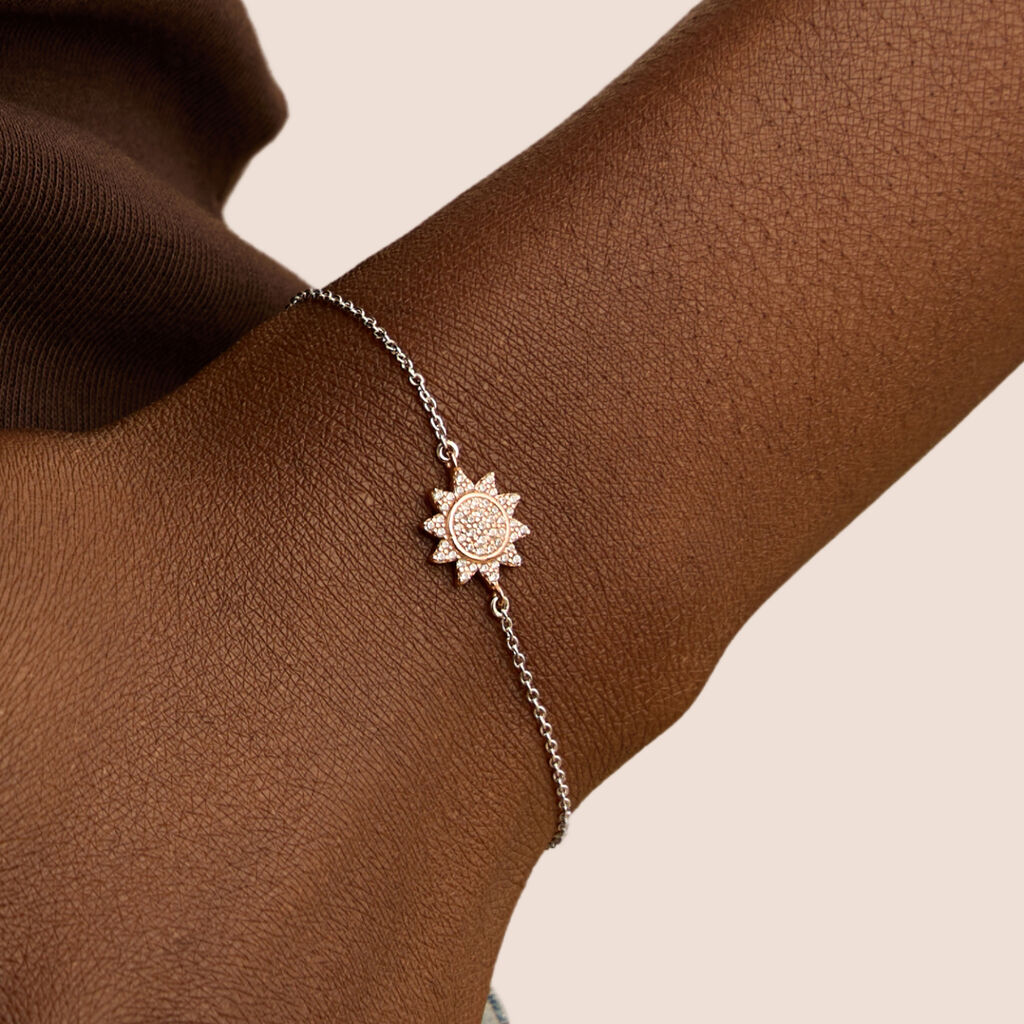 Bracciale Silver Moments Argento Bicolore Bianco / Rosa Cubic Zirconia - Bracciali Amicizia Donna | Stroili
