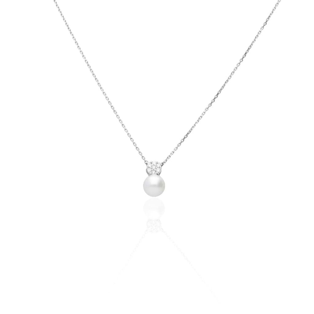 Collana Silver Pearls Argento Rodiato Perla sintentica Cubic Zirconia