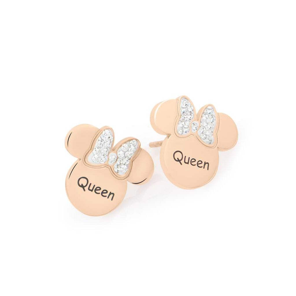Orecchini Lobo Mickey Mouse & Friends Acciaio Rosa Cristallo - Orecchini a Lobo Donna | Stroili