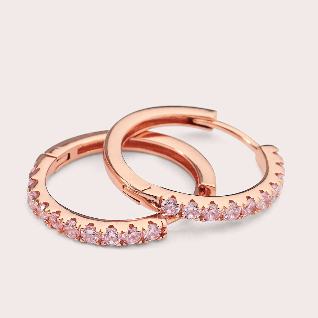Orecchini A Cerchio Silver Rainbow Argento Rosa Cubic Zirconia