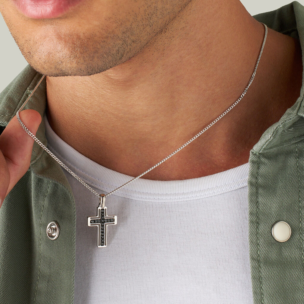 Collana Gentleman Argento Rodiato Cubic Zirconia - Collane Uomo | Stroili