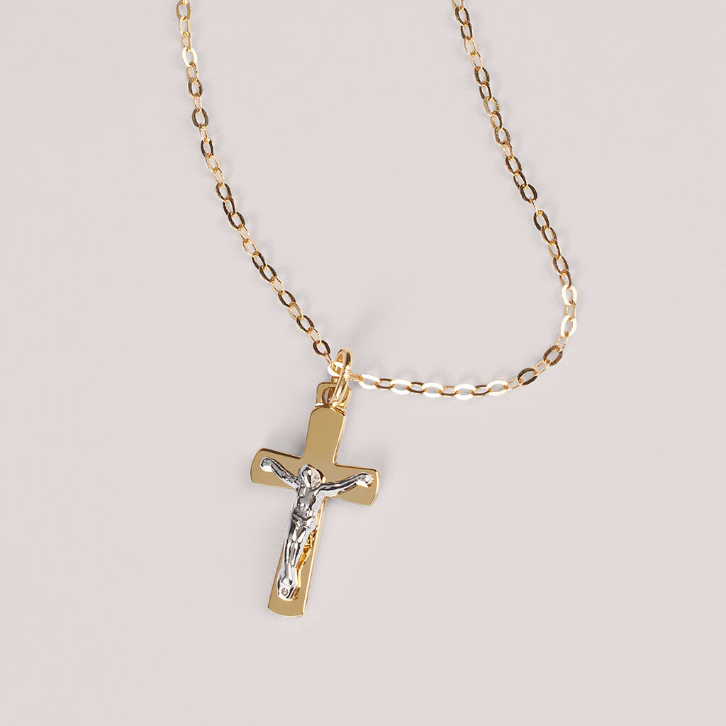 Collana Cristo Holy Oro Bicolore Giallo / Bianco