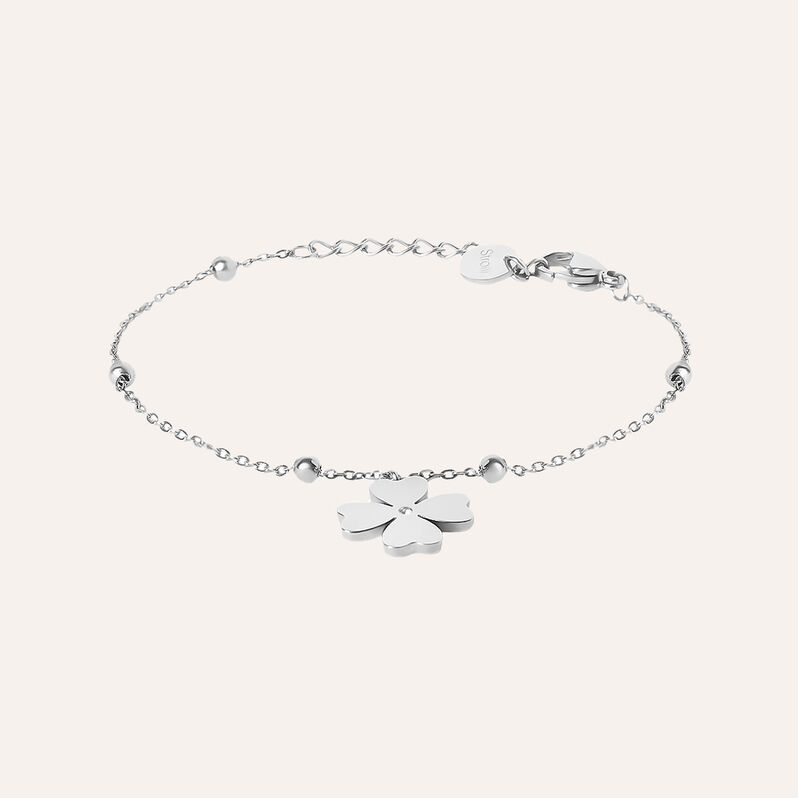 Bracciale Quadrifoglio Acciaio Cubic Zirconia 16.5+3cm - Bracciali Donna | Stroili