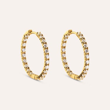 Orecchini A Cerchio Aura Acciaio Dorato Cubic Zirconia