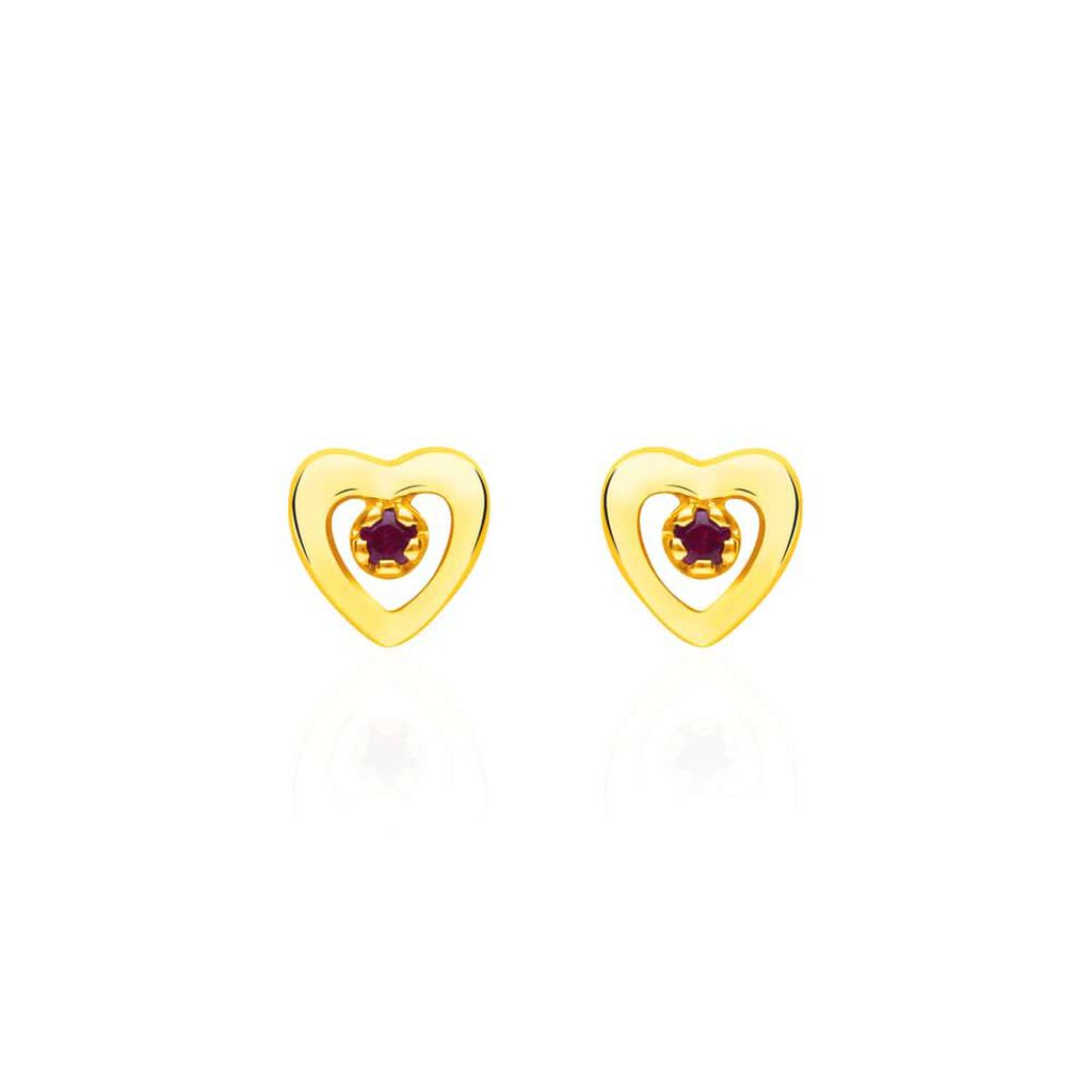 Orecchini a lobo in oro giallo con rubini 0.072 ct