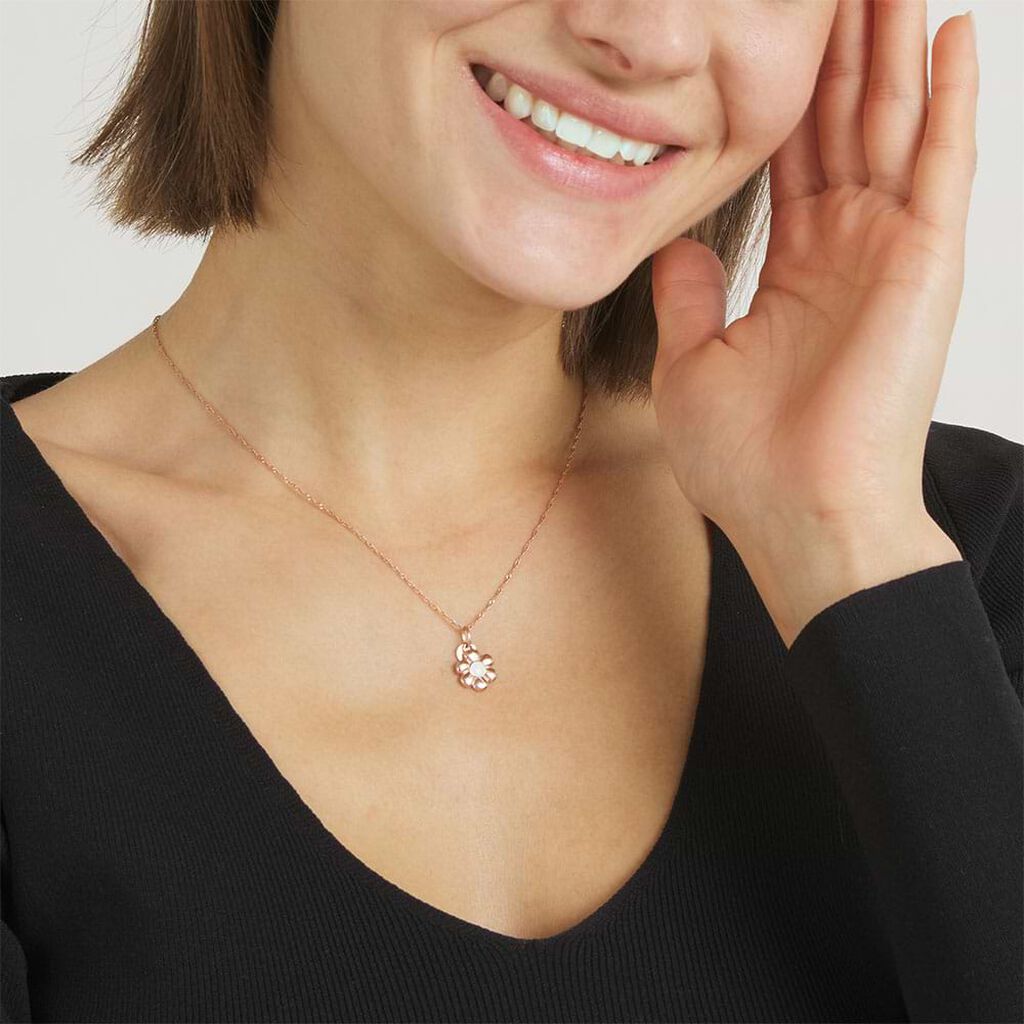 Charm in argento rosato e smalto fiore - Charms Donna | Stroili