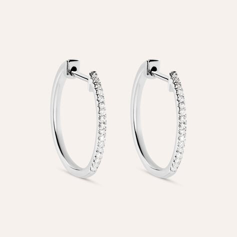 Orecchini A Cerchio Grace Oro Bianco Diamante - Orecchini a Cerchio Donna | Stroili