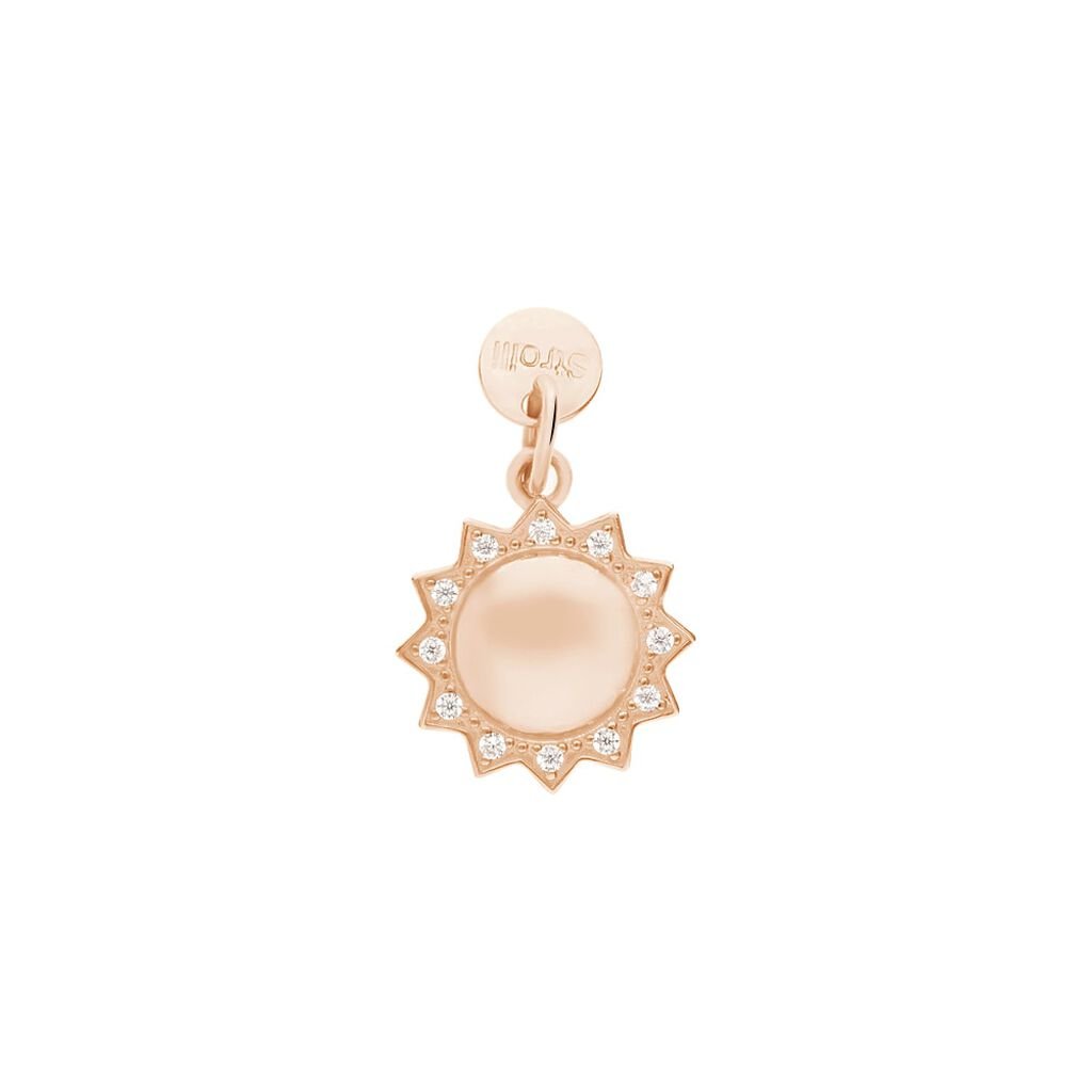 Charm in argento rosato e strass sole