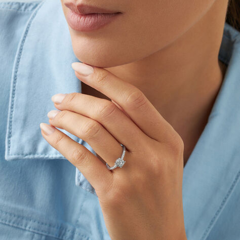 Anello Solitario Petali Oro Bianco Diamante - Anelli con Pietre Donna | Stroili