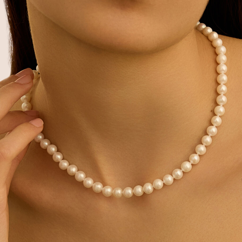 Collana Gabrielle Oro Bianco Perla D'Acqua Dolce