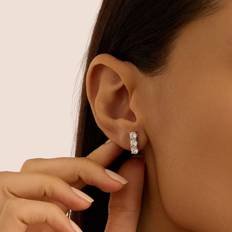 Orecchini Lobo Trilogy Silver Elegance Argento Rodiato Cubic Zirconia - Orecchini a Lobo Donna | Stroili