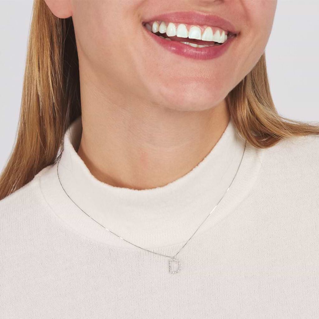 Collana Diamond Letters Oro Bianco Diamante - Collane Donna | Stroili