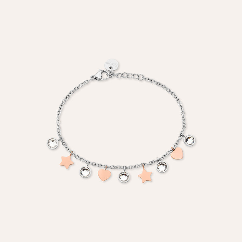 Bracciale Sunrise Acciaio Bicolore Bianco / Rosa Cristallo - Bracciali Donna | Stroili