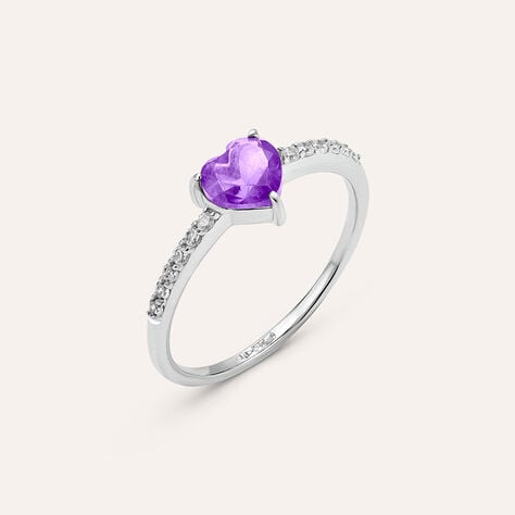 Anello Solitario Amélie Oro Bianco Ametista Cubic Zirconia - Anelli con Pietre Donna | Stroili