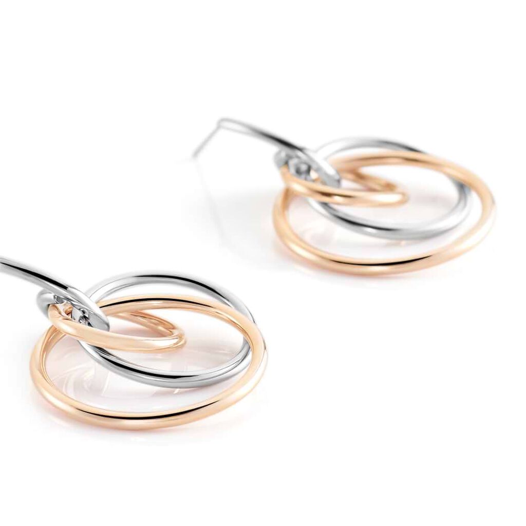 Orecchini Pendenti Lady Code Acciaio Bicolore Bianco / Rosa - Orecchini Pendenti Donna | Stroili