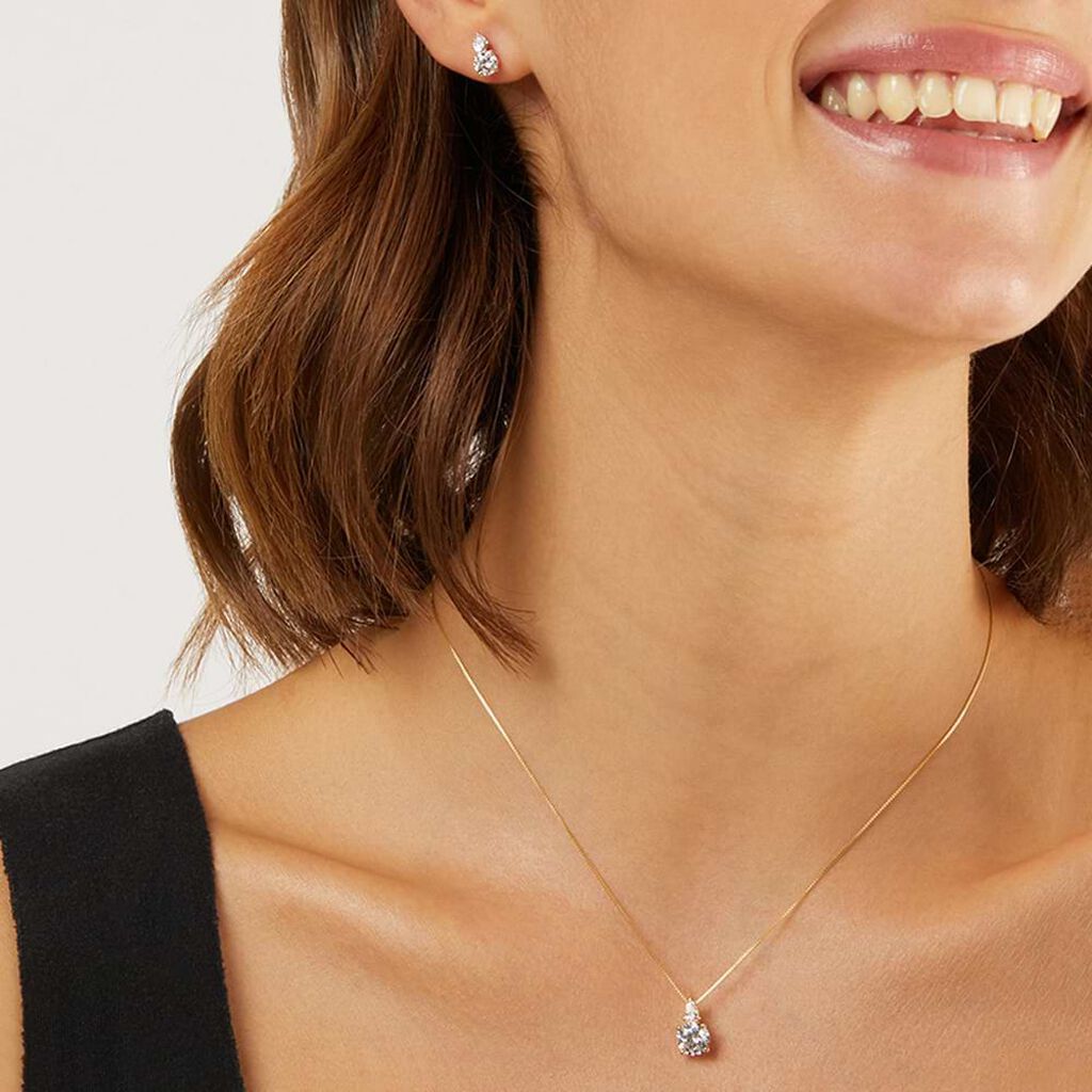 Orecchini Lobo Doppio Punto Luce Claire Oro Giallo Cubic Zirconia - Orecchini a Lobo Donna | Stroili