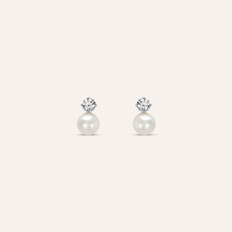 Orecchini Lobo Bon Ton Oro Bianco Perla D'Acqua Dolce Cubic Zirconia - Orecchini a Lobo Donna | Stroili