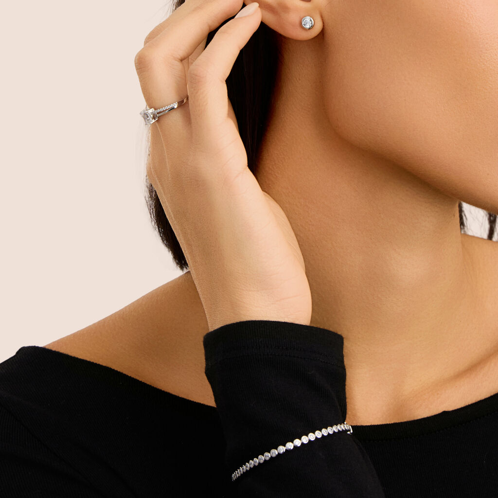 Orecchini Lobo Punto Luce Silver Elegance Argento Rodiato Cubic Zirconia - Orecchini a Lobo Donna | Stroili