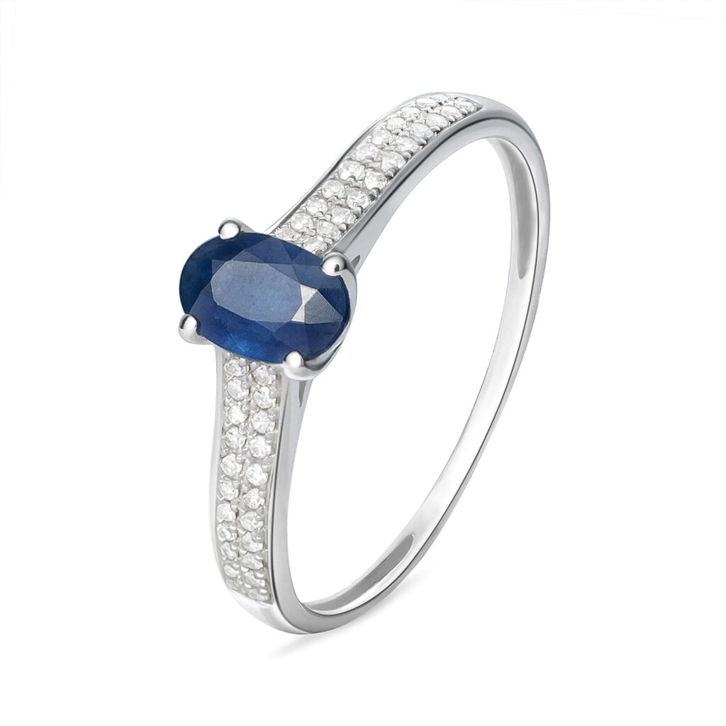 Anello Solitario Charlotte Oro Bianco Zaffiro Diamante - Anelli con Pietre Donna | Stroili