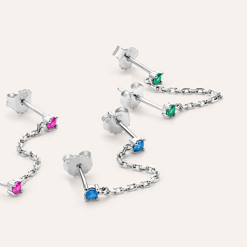 Mono Orecchino Lobo Punto Luce Silver Rainbow Argento Rodiato Cubic Zirconia