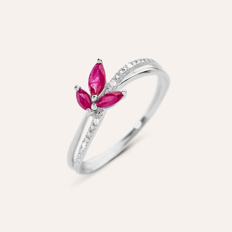 Anello Fantasia Charlotte Oro Bianco Rubino Diamante - Anelli con Pietre Donna | Stroili