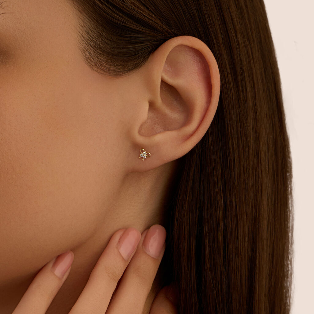 Orecchini Lobo Bon Ton Oro Giallo Cubic Zirconia