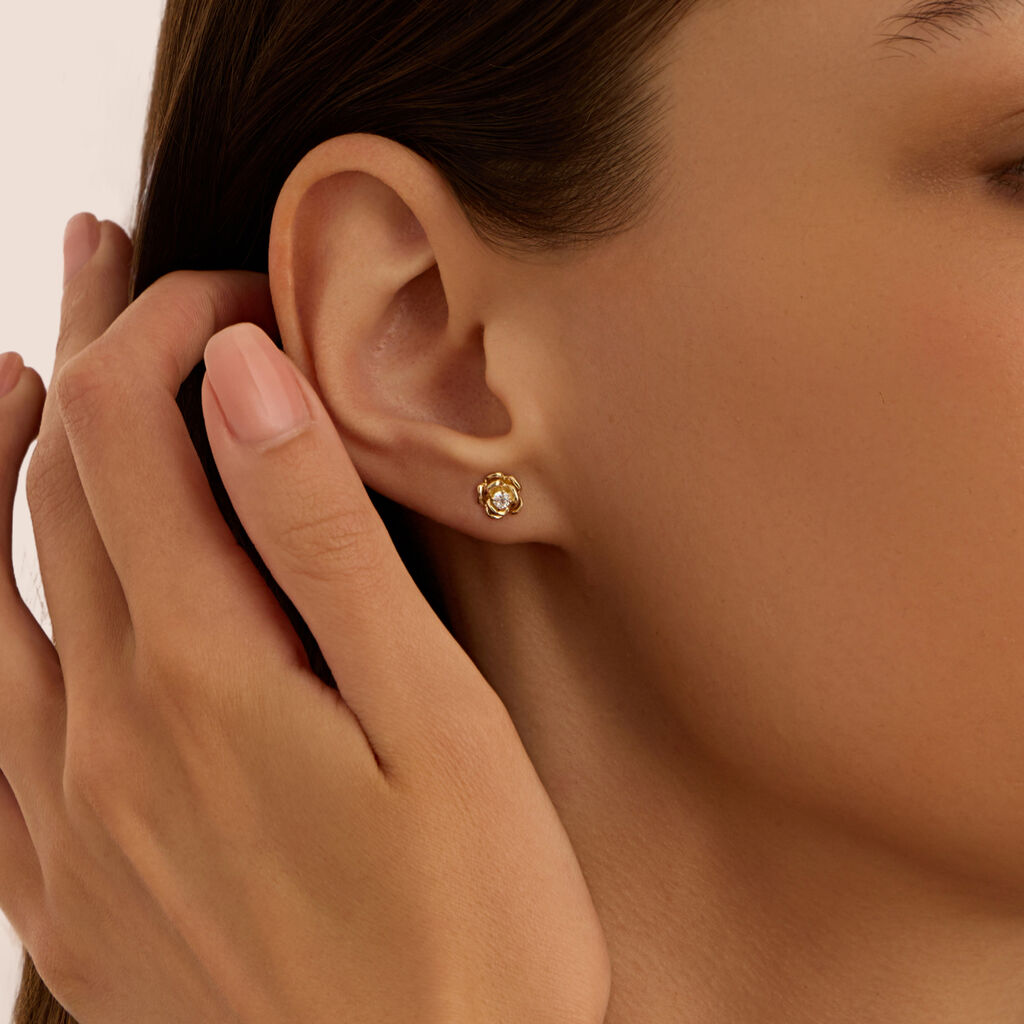 Orecchini Lobo Bon Ton Oro Giallo Cubic Zirconia