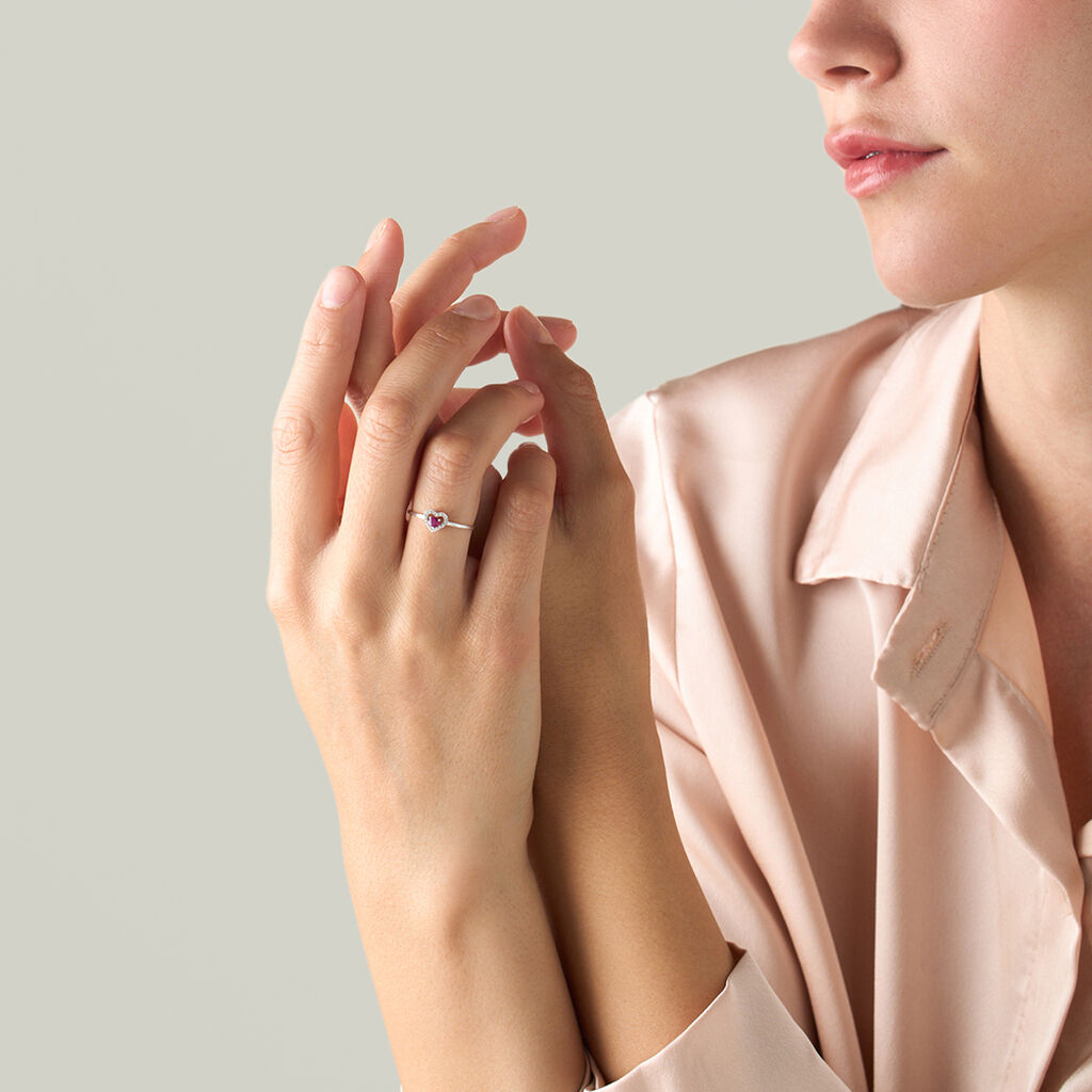 Anello Solitario Charlotte Oro Bianco Rubino Diamante - Anelli con Pietre Donna | Stroili