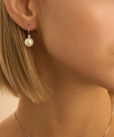 Orecchini Pendenti Silver Pearls Argento Rodiato Perla sintetica Cubic Zirconia
