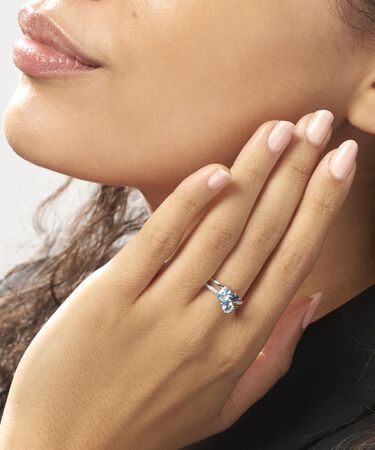 Anello Trilogy Am&eacute;lie Oro Bianco Topazio Cubic Zirconia
