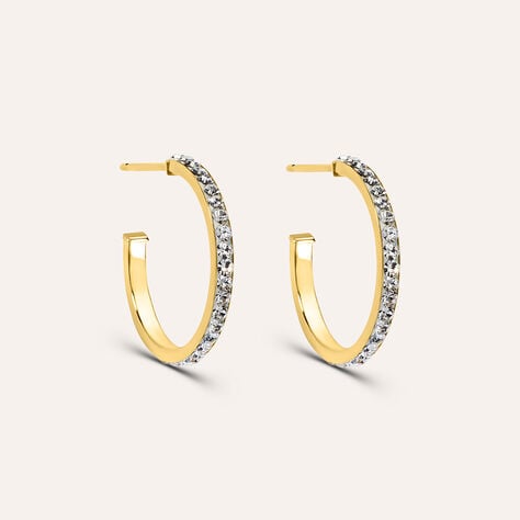 Orecchini A Cerchio Christelle Oro Giallo Cristallo - Orecchini a Cerchio Donna | Stroili