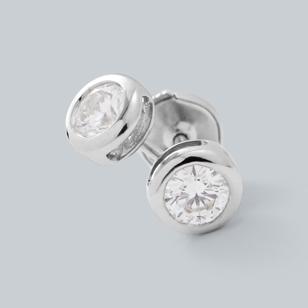 Orecchini Lobo Punto Luce Diamade Oro Bianco Diamante Lab-Grown