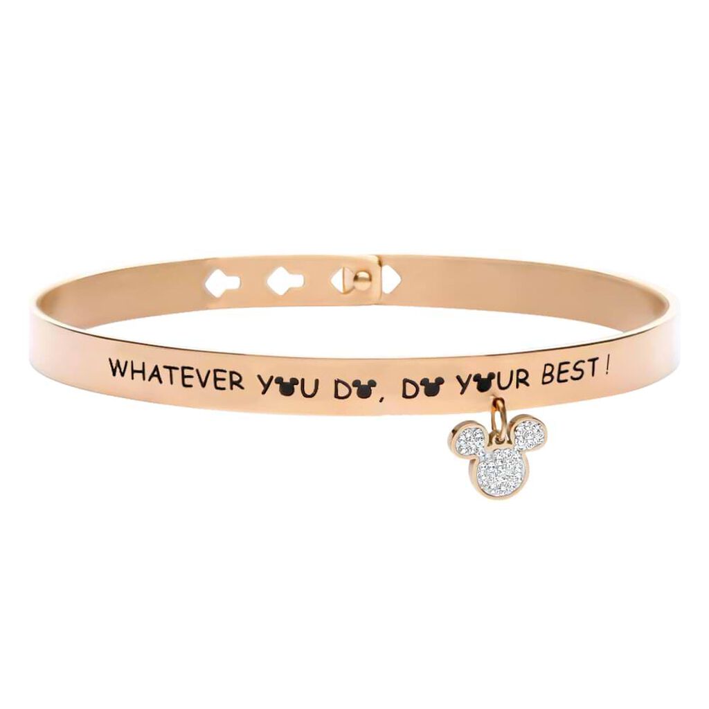 Bangle Lady Message Acciaio Rosato Disney e Cristalli - Bracciali Donna | Stroili