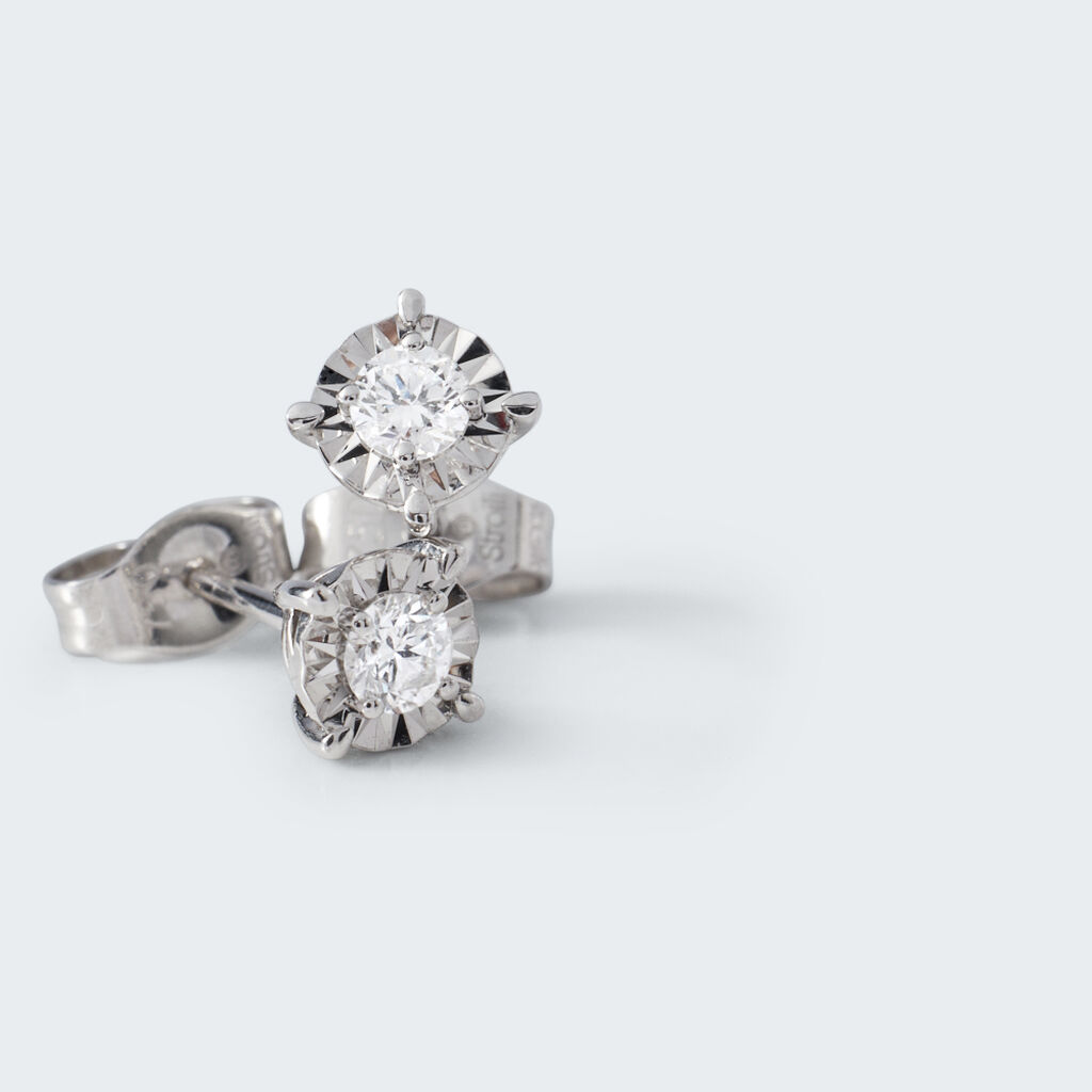 Orecchini Lobo Punto Luce Diamotion Oro Bianco Diamante - Orecchini a Lobo Donna | Stroili
