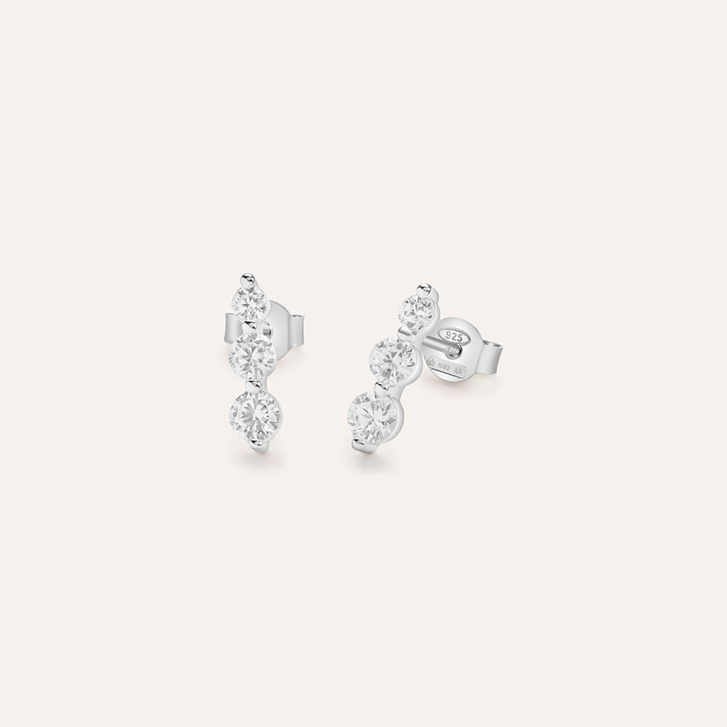 Orecchini Lobo Trilogy Silver Elegance Argento Rodiato Cubic Zirconia - Orecchini a Lobo Donna | Stroili