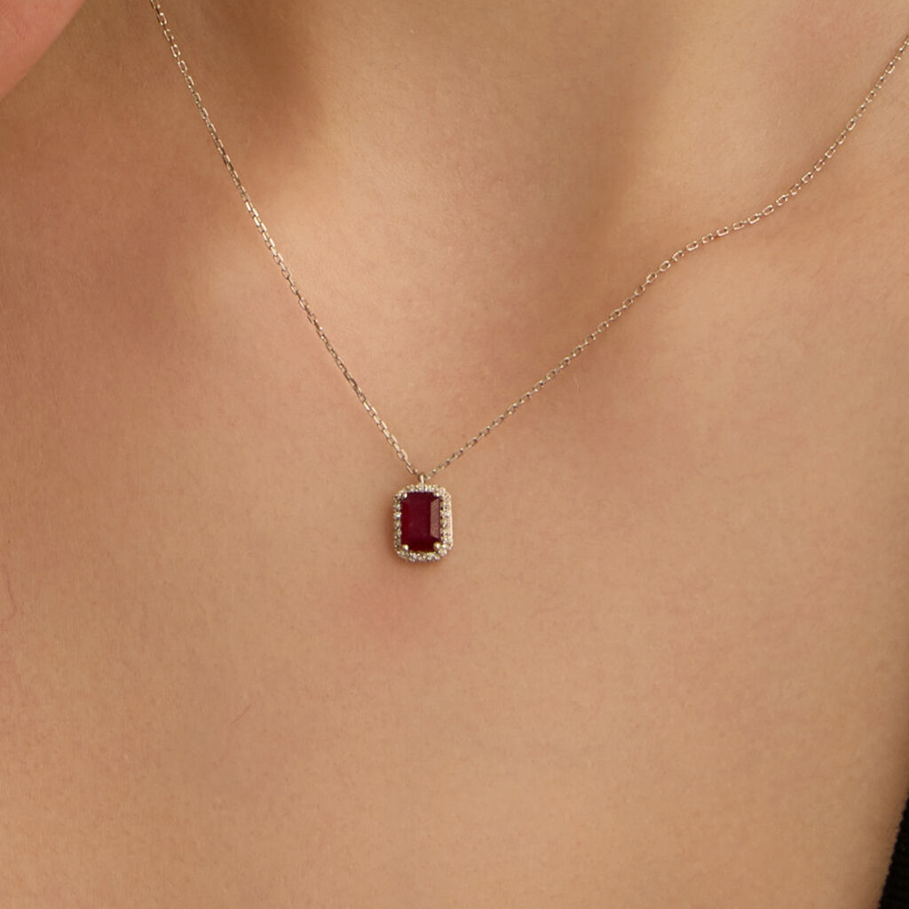 Collana Charlotte Oro Bianco Rubino Diamante