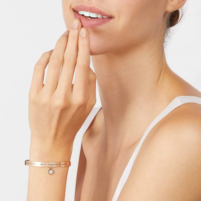 Bangle Lady Message Acciaio Rosa Cristallo - Bracciali Rigidi Donna | Stroili