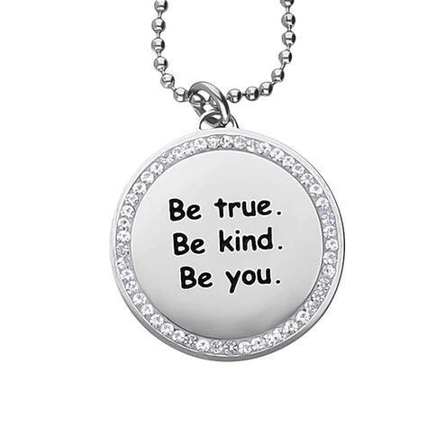 Collana con ciondolo in acciaio rodiato e strass Be true. Be kind. Be you. - Collane Donna | Stroili