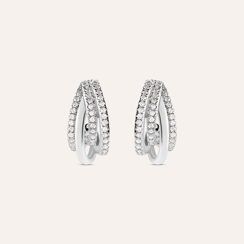 Orecchini A Cerchio Silver Shine Argento Rodiato Cubic Zirconia - Orecchini a Cerchio Donna | Stroili