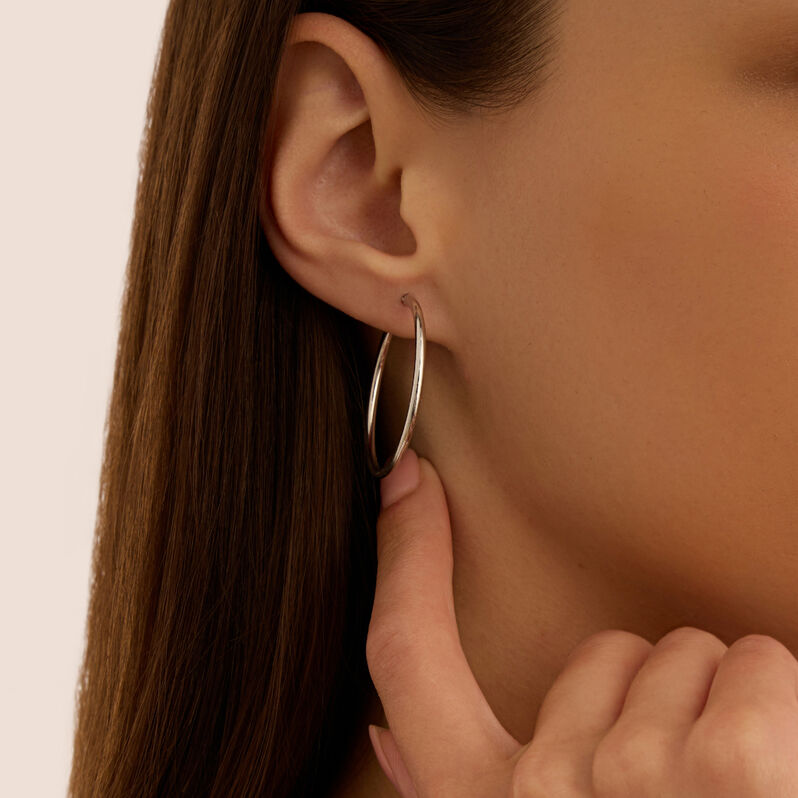 Orecchini A Cerchio Toujours Oro Bianco - Orecchini a Cerchio Donna | Stroili