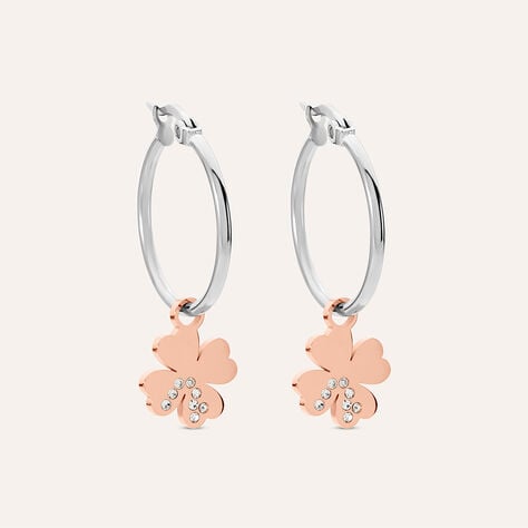 Orecchini A Cerchio Lady Chic Acciaio Bicolore Bianco / Rosa Cristallo - Orecchini a Cerchio Donna | Stroili