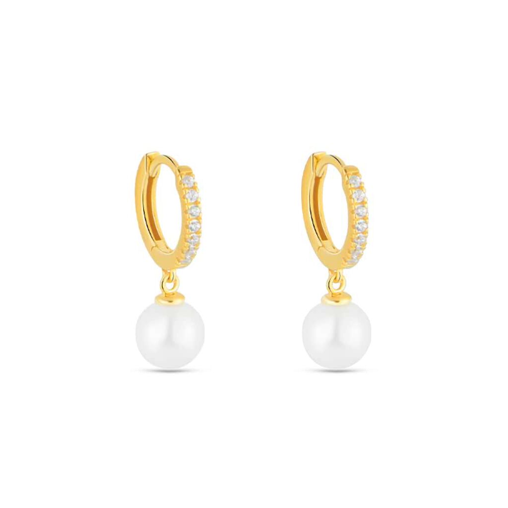 Orecchini A Cerchio Gabrielle Oro Giallo Perla D'Acqua Dolce Cubic Zirconia - Orecchini a Cerchio Donna | Stroili