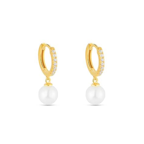 Orecchini A Cerchio Gabrielle Oro Giallo Perla D'Acqua Dolce Cubic Zirconia - Orecchini a Cerchio Donna | Stroili