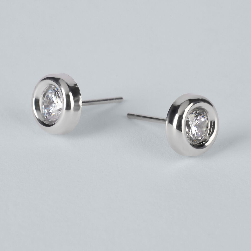 Orecchini Lobo Punto Luce Bon Ton Oro Bianco Cubic Zirconia - Orecchini a Lobo Donna | Stroili